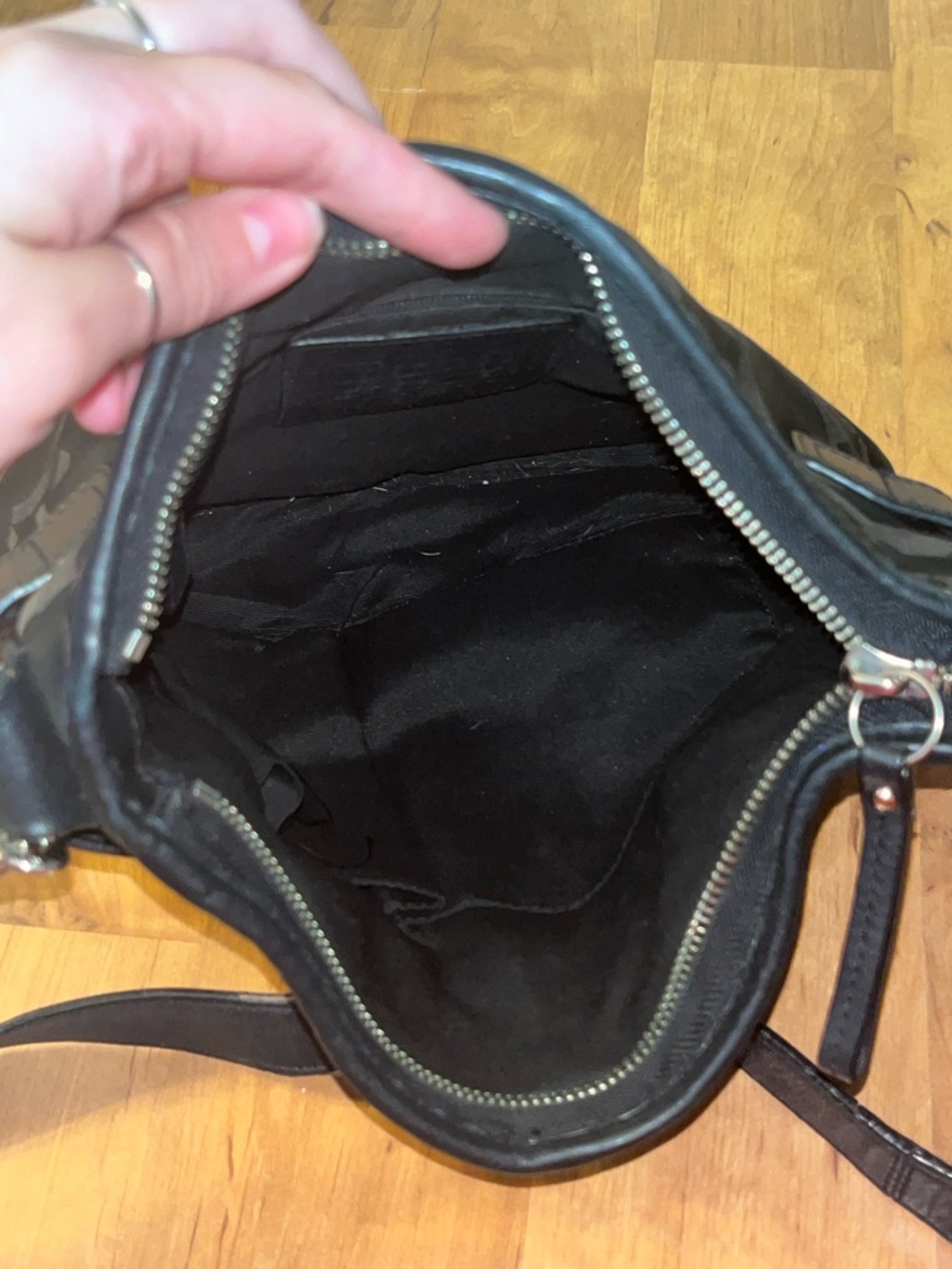 Coach Black Signature Chain-Accent Shoulder Bag - Picture 8 of 11